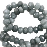 Faceted Natural stone beads 6mm Dark grey